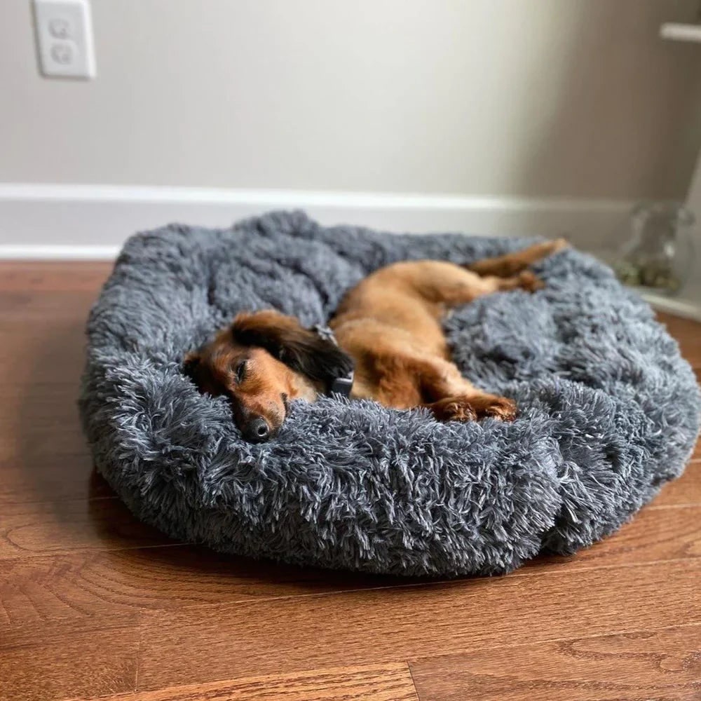 Calming Donut Dog Bed with Plush Raised Rim and Round Nest Design - Image 6