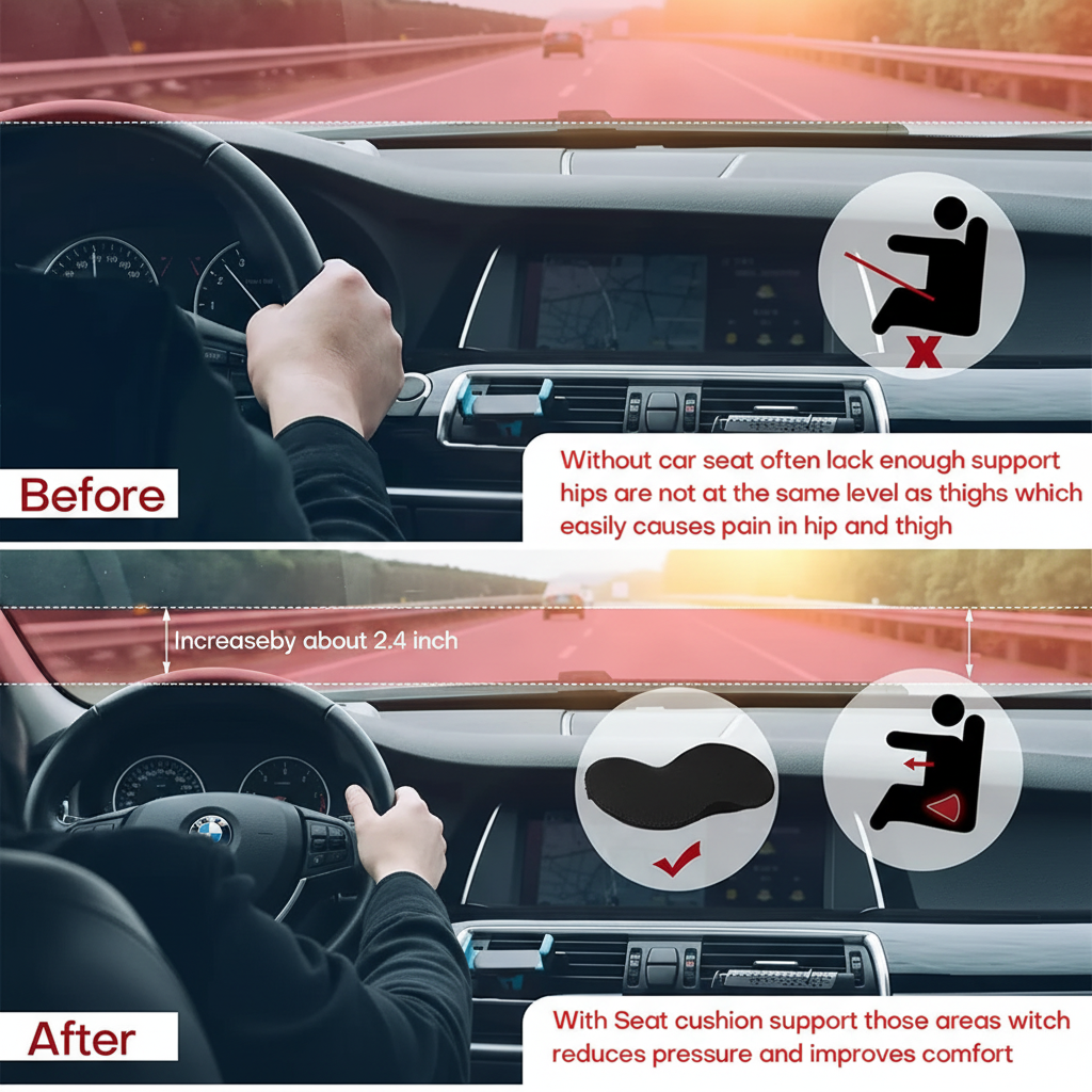 Car Seat Cushion with Ergonomic Contoured Support and Breathable Mesh Cover - Image 10