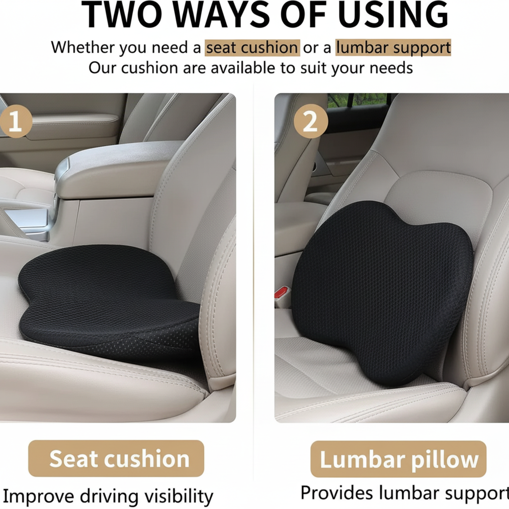 Car Seat Cushion with Ergonomic Contoured Support and Breathable Mesh Cover - Image 5