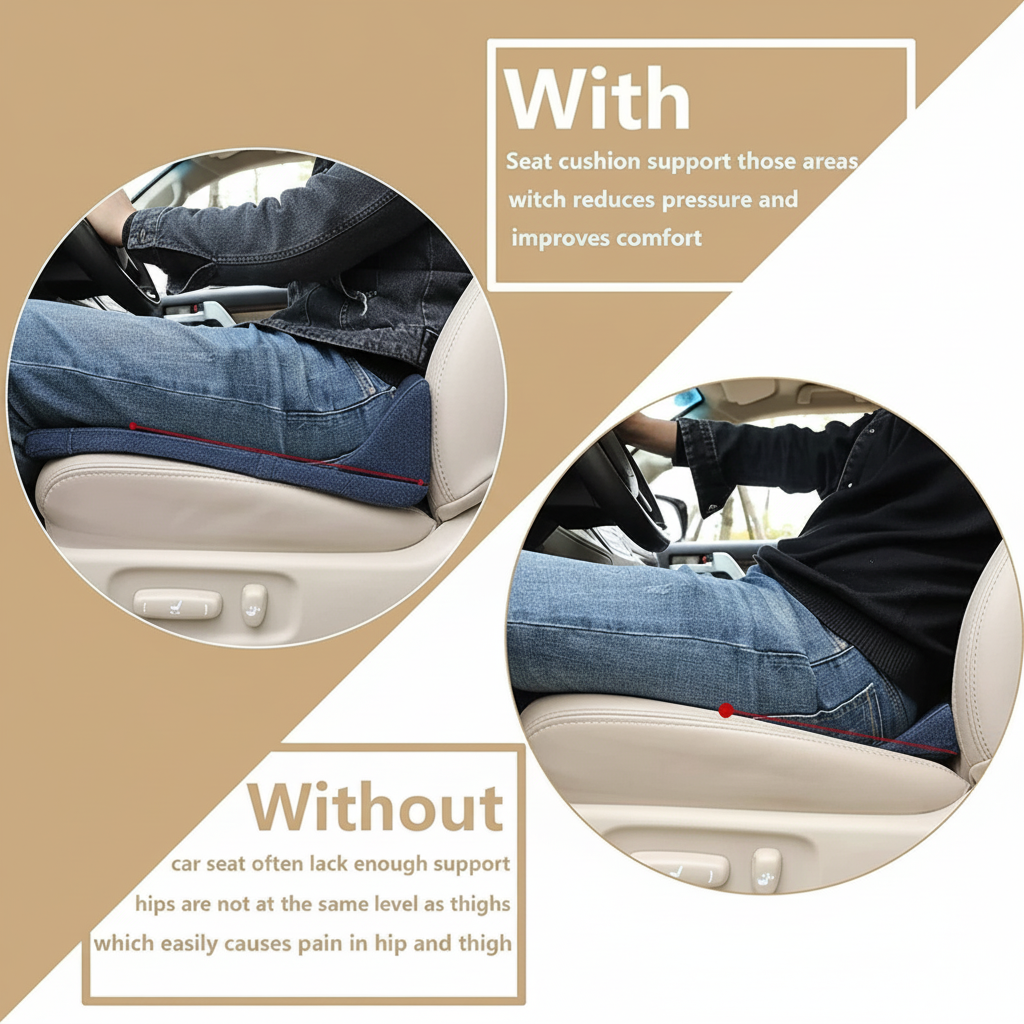 Car Seat Cushion with Ergonomic Contoured Support and Breathable Mesh Cover - Image 8