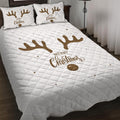 Christmas Bedding Set with Quilted Reindeer Print and Matching Pillow Shams - Image 1