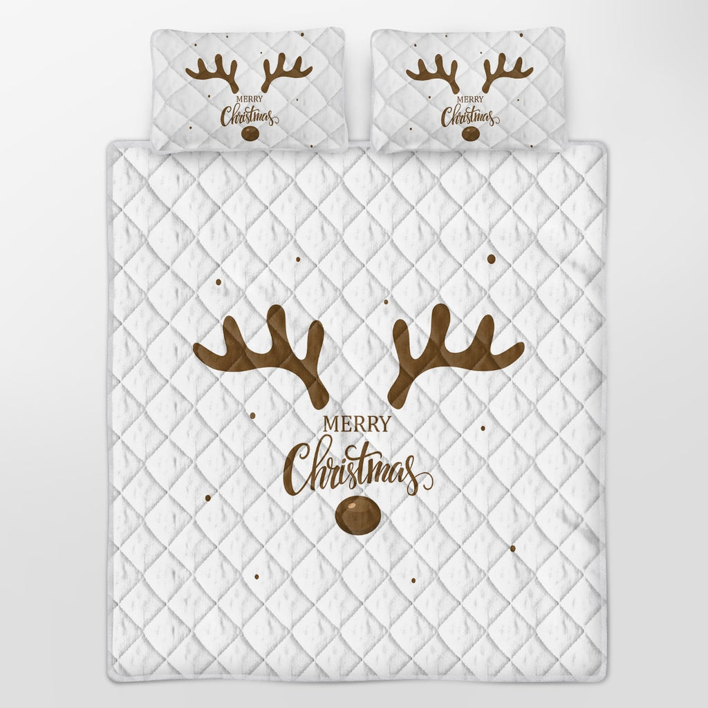 Christmas Bedding Set with Quilted Reindeer Print and Matching Pillow Shams - Image 3