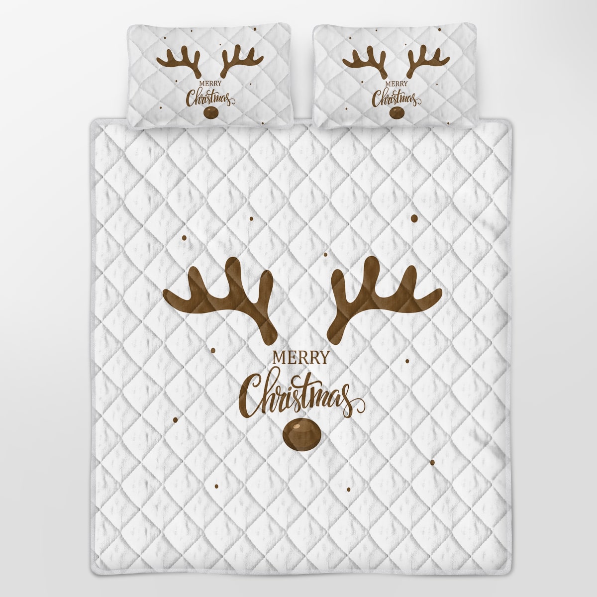 Christmas Bedding Set with Quilted Reindeer Print and Matching Pillow Shams - Image 3