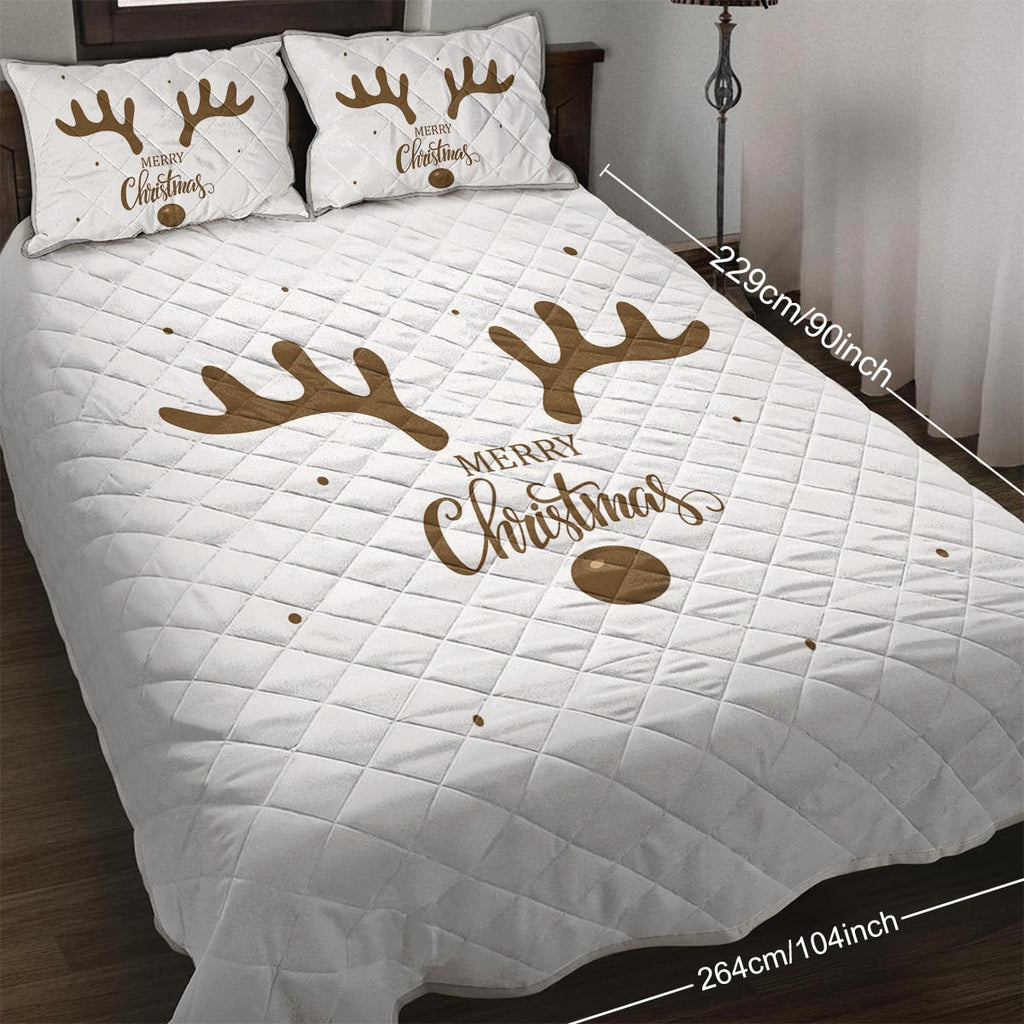 Christmas Bedding Set with Quilted Reindeer Print and Matching Pillow Shams - Image 7