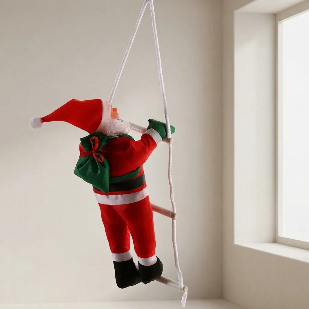 Christmas Decoration Climbing Santa with Rope Ladder Hanging Holiday Ornament - Image 1