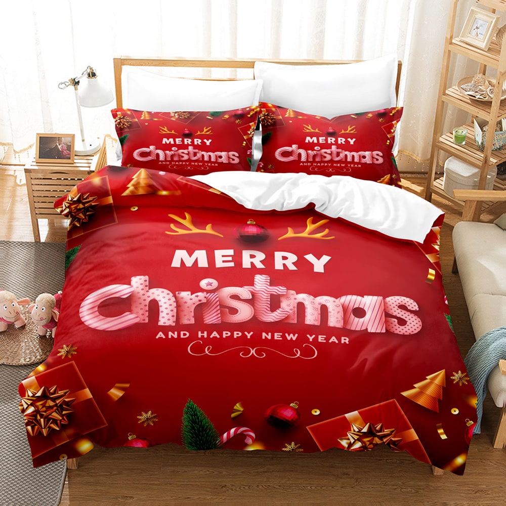 Christmas Digital Printed Duvet Cover Set with Pillowcases and Festive Holiday Bedding - Image 10