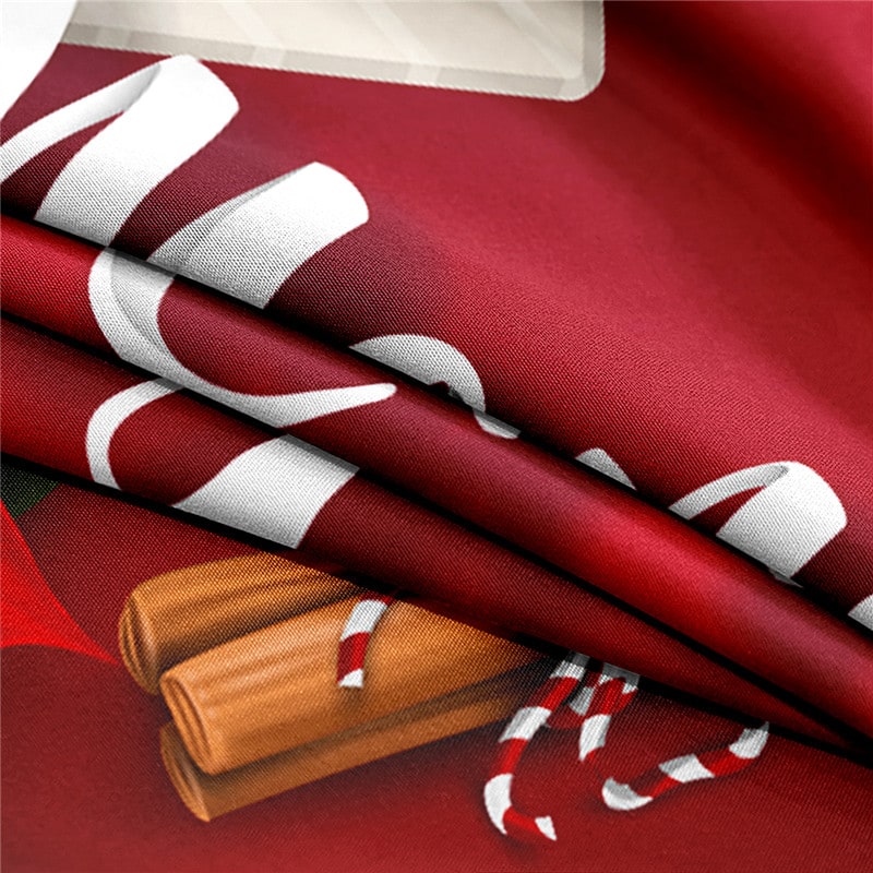 Christmas Duvet Cover Set with Poinsettia and String Lights Print Three-Piece Bedding - Image 2