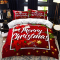 Christmas Duvet Cover Set with Poinsettia and String Lights Print Three-Piece Bedding - Image 4