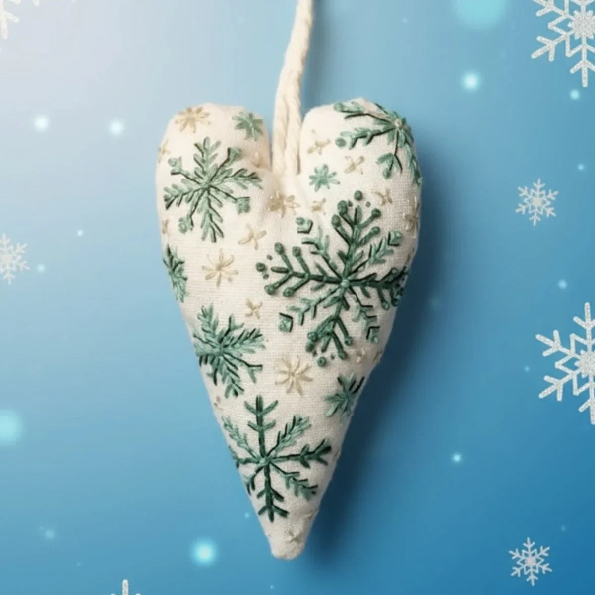 Christmas Embroidery Kit for Beginners with Heart-Shaped Ornament and Hoop - Image 9