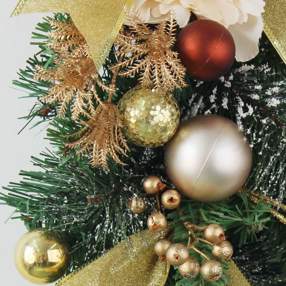 Christmas Garland for Mantle with Artificial Pine Ornaments and Gold Mesh Ribbon - Image 10