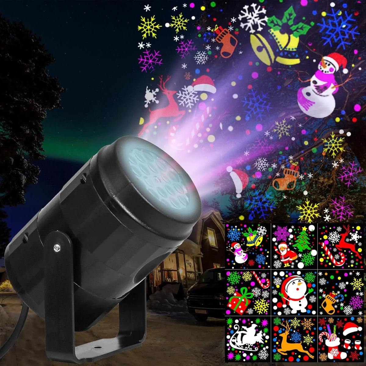 Christmas Light Projector Outdoor with Rotating Holiday Patterns and Adjustable Stand - Image 1