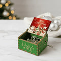 Christmas Music Box with Hand Crank Wooden Mechanical Festive Decoration - Image 1