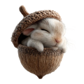 Christmas Ornament Woodland Animal Resin Acorn with LED Lights and Jute Hanging Rope - Image 1
