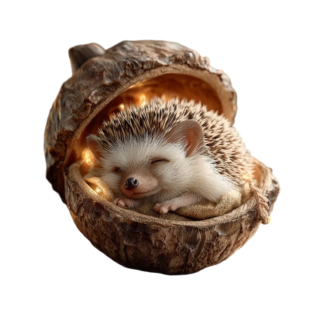 Christmas Ornament Woodland Animal Resin Acorn with LED Lights and Jute Hanging Rope - Image 4