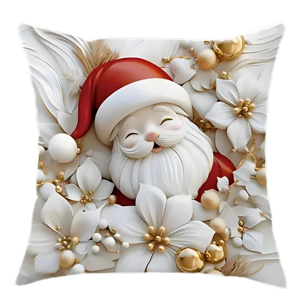 Christmas Pillow Covers Set of 4 Square Throw with 3D Holiday Designs - Image 6