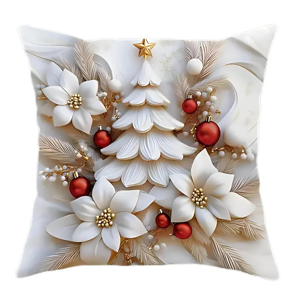 Christmas Pillow Covers Set of 4 Square Throw with 3D Holiday Designs - Image 7