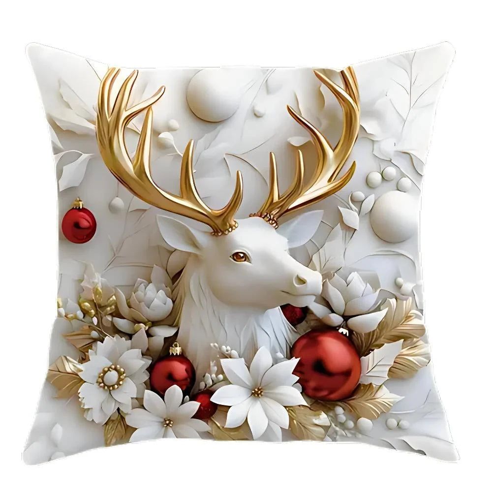 Christmas Pillow Covers Set of 4 Square Throw with 3D Holiday Designs - Image 8