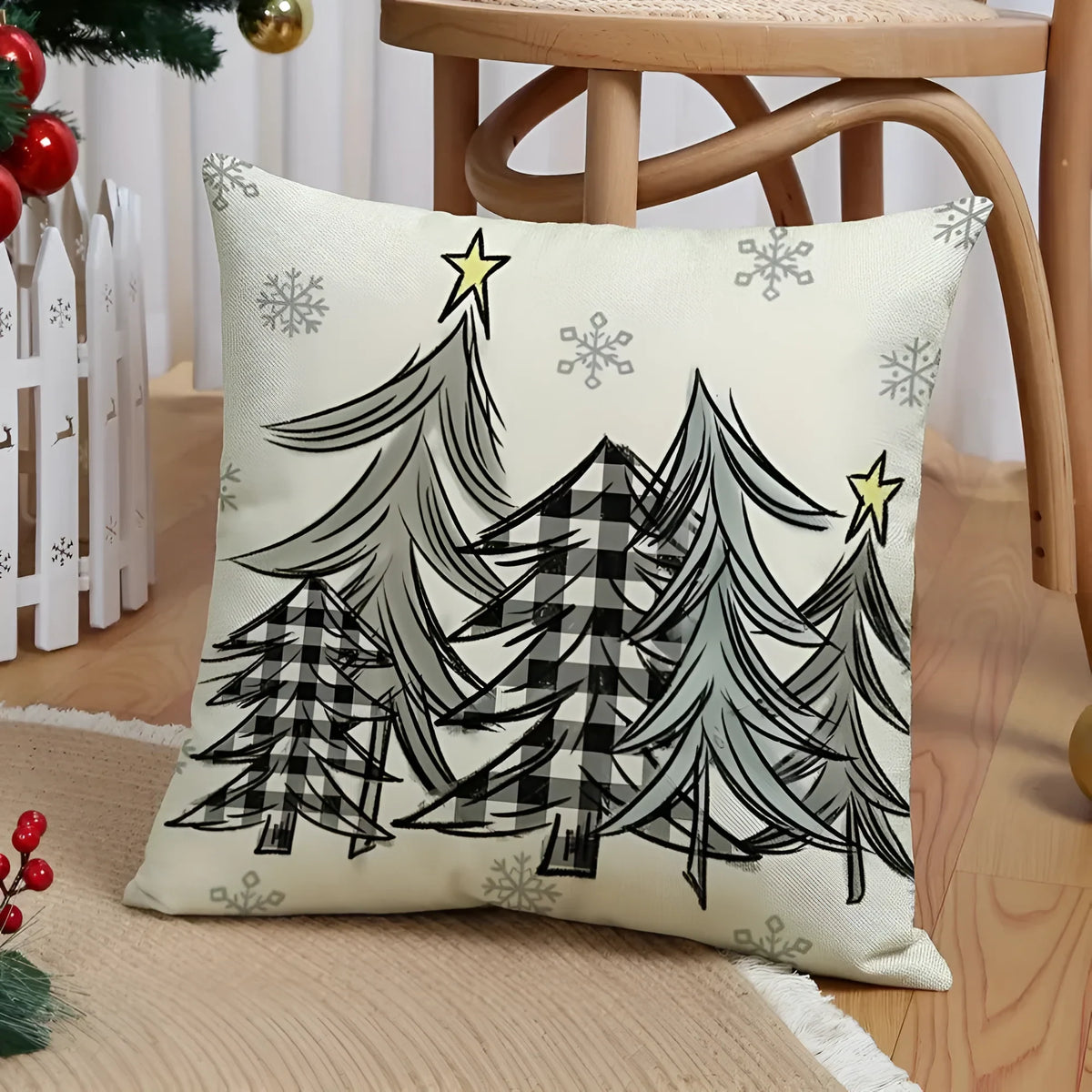 Christmas Pillow Covers Set of 4 with Hidden Zipper and Festive Holiday Prints - Image 3