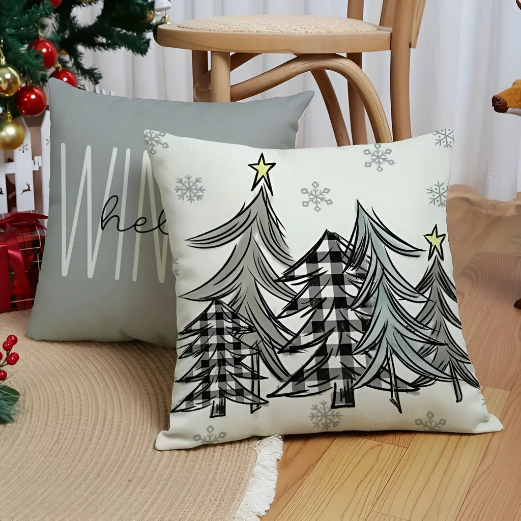 Christmas Pillow Covers Set of 4 with Hidden Zipper and Festive Holiday Prints - Image 8
