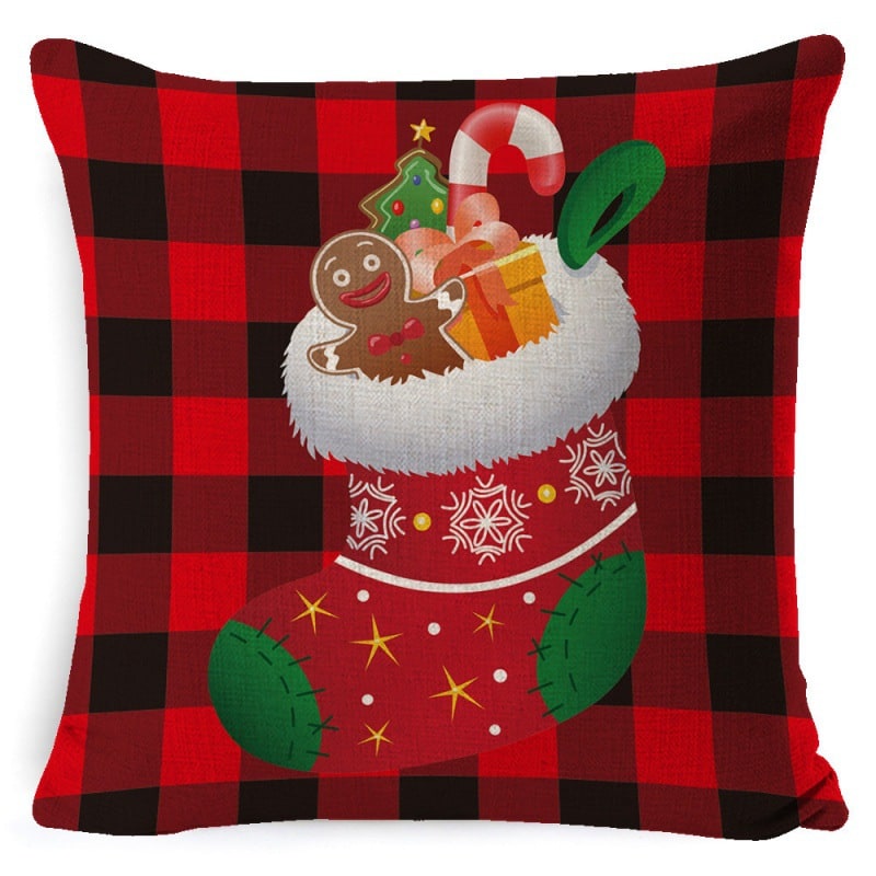 Christmas Pillow Covers with Linen-Look Fabric Festive Decorative Throw for Couch - Image 2