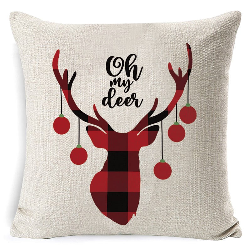 Christmas Pillow Covers with Linen-Look Fabric Festive Decorative Throw for Couch - Image 36