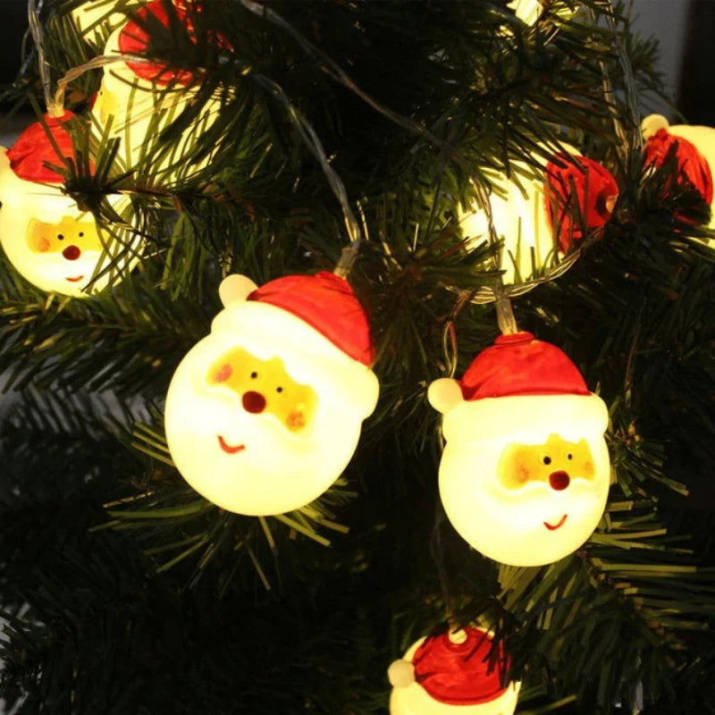 Christmas String Lights with 20 LED Santa Heads Battery Operated for Indoor Decoration - Image 3
