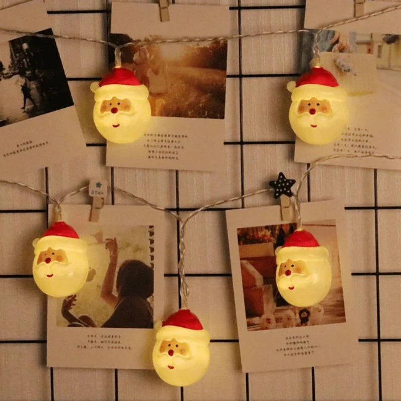 Christmas String Lights with 20 LED Santa Heads Battery Operated for Indoor Decoration - Image 4