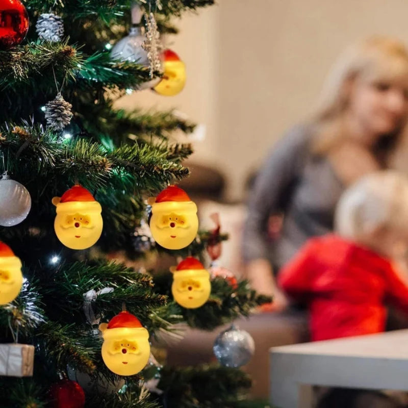 Christmas String Lights with 20 LED Santa Heads Battery Operated for Indoor Decoration - Image 6