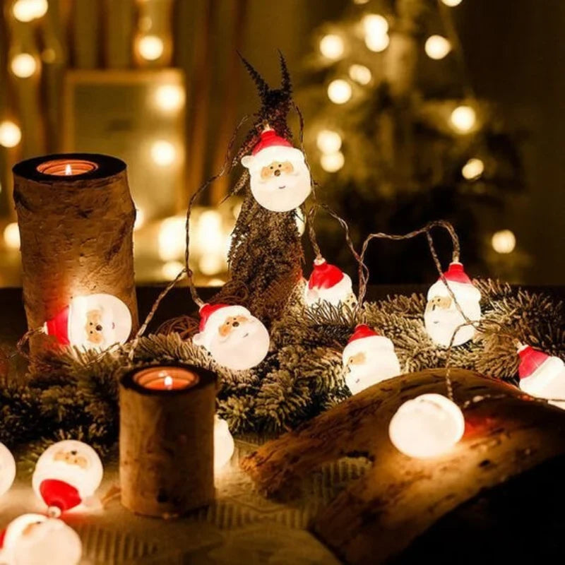 Christmas String Lights with 20 LED Santa Heads Battery Operated for Indoor Decoration - Image 7
