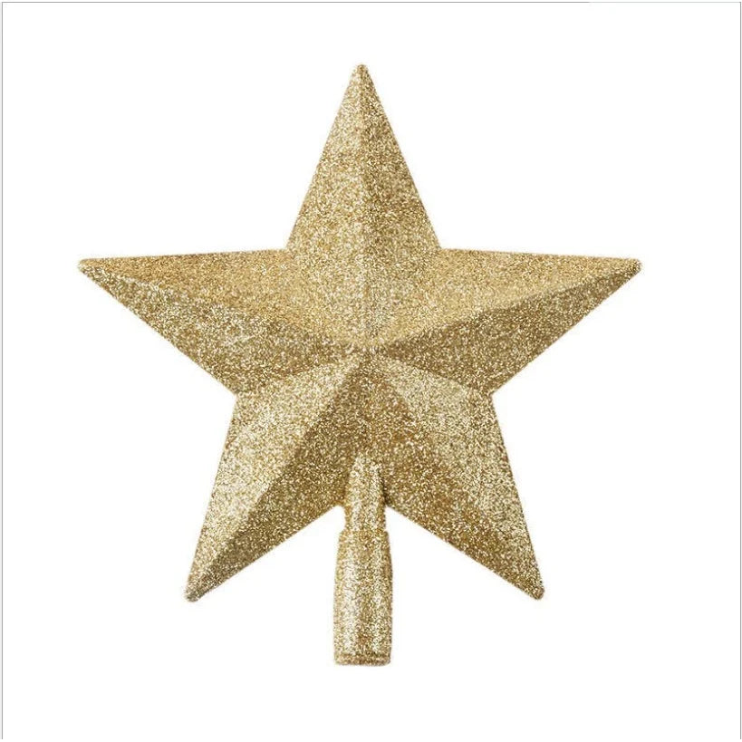 Christmas Tree Topper Five-Pointed Star with Glitter Finish Shatterproof Holiday Decoration - Image 4