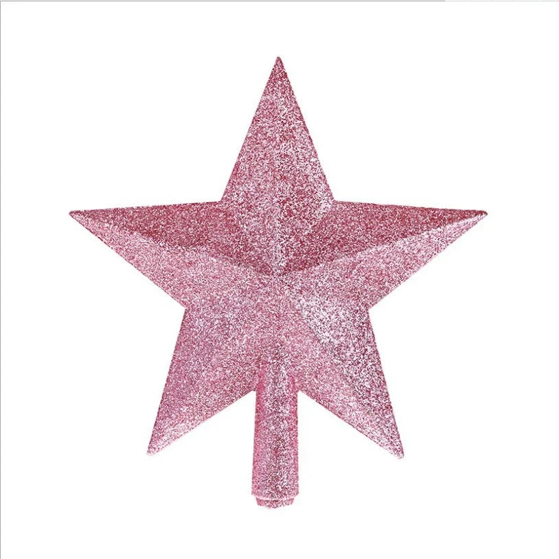 Christmas Tree Topper Five-Pointed Star with Glitter Finish Shatterproof Holiday Decoration - Image 5