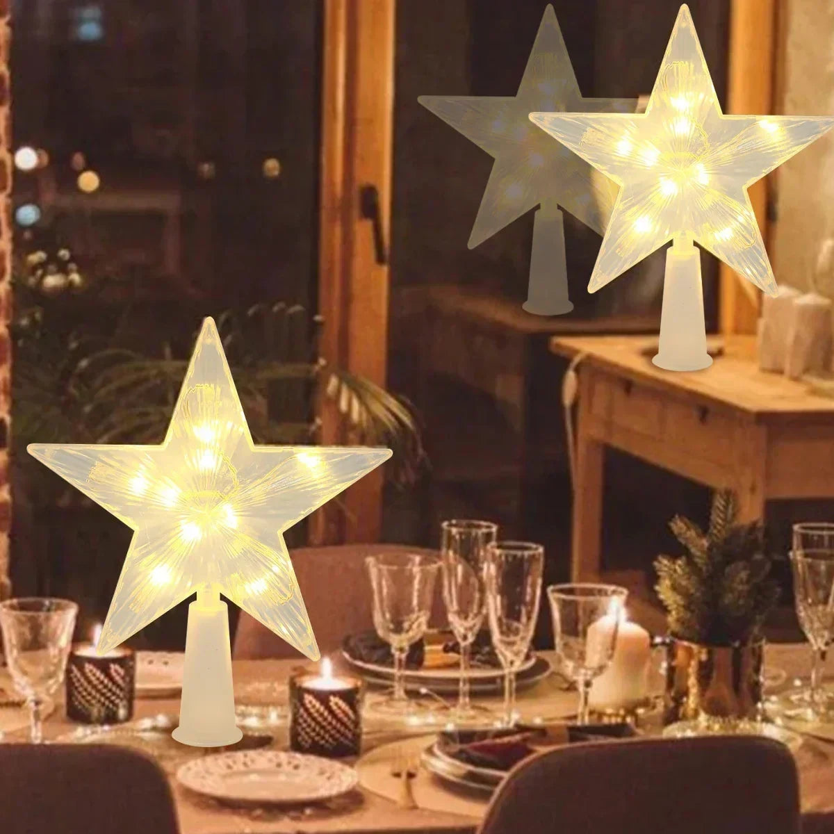 Christmas Tree Topper Star Light LED Battery Operated with Warm White - Image 3