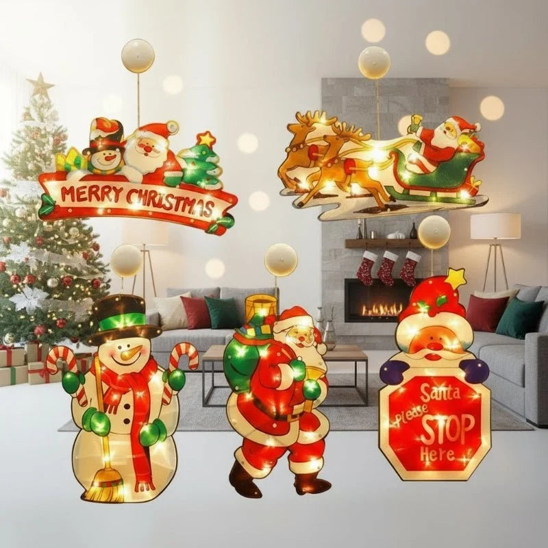 Christmas Window Lights with LED and Battery Operated Silhouette Decorations - Image 1