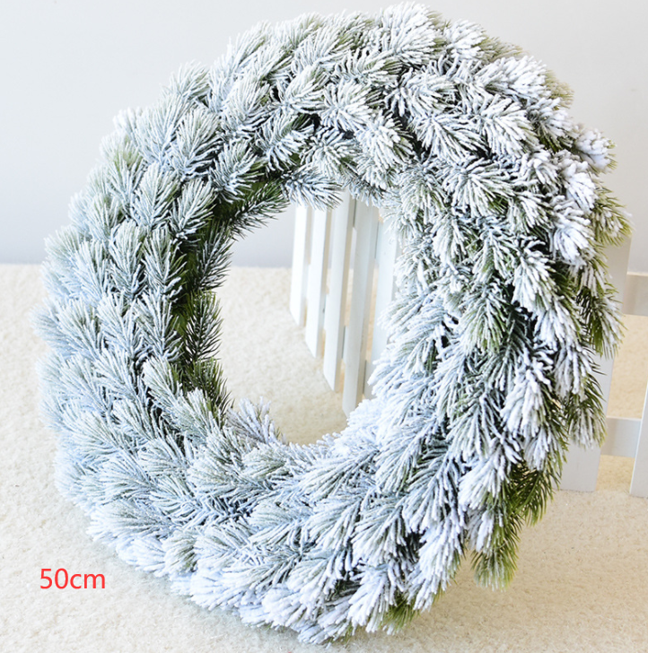 Christmas Wreath with Flocked Pine Needles and Snow-Covered Design for Front Door - Image 8