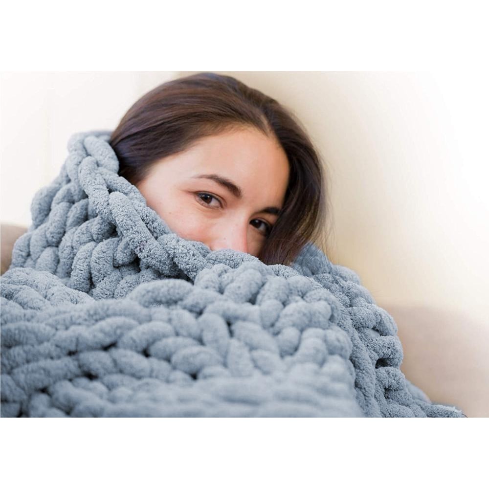 Chunky Knit Throw Blanket with Plush Chenille Weave and Oversized Loop Stitch - Image 12