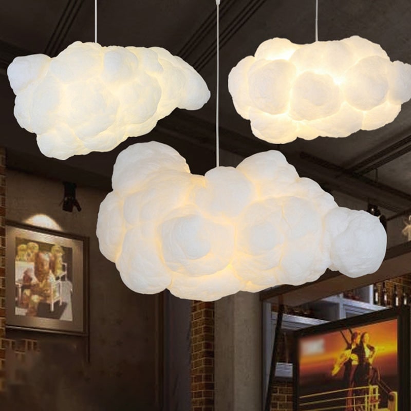 Cloud Pendant Light with Modern White Textured Shade and Adjustable Cord - Image 2
