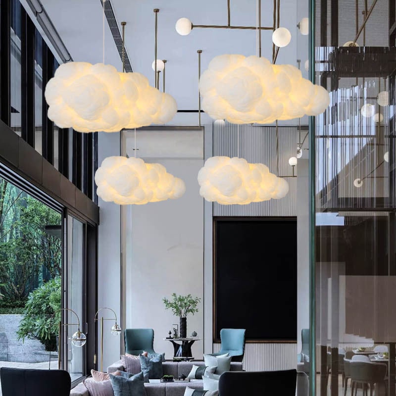Cloud Pendant Light with Modern White Textured Shade and Adjustable Cord - Image 3