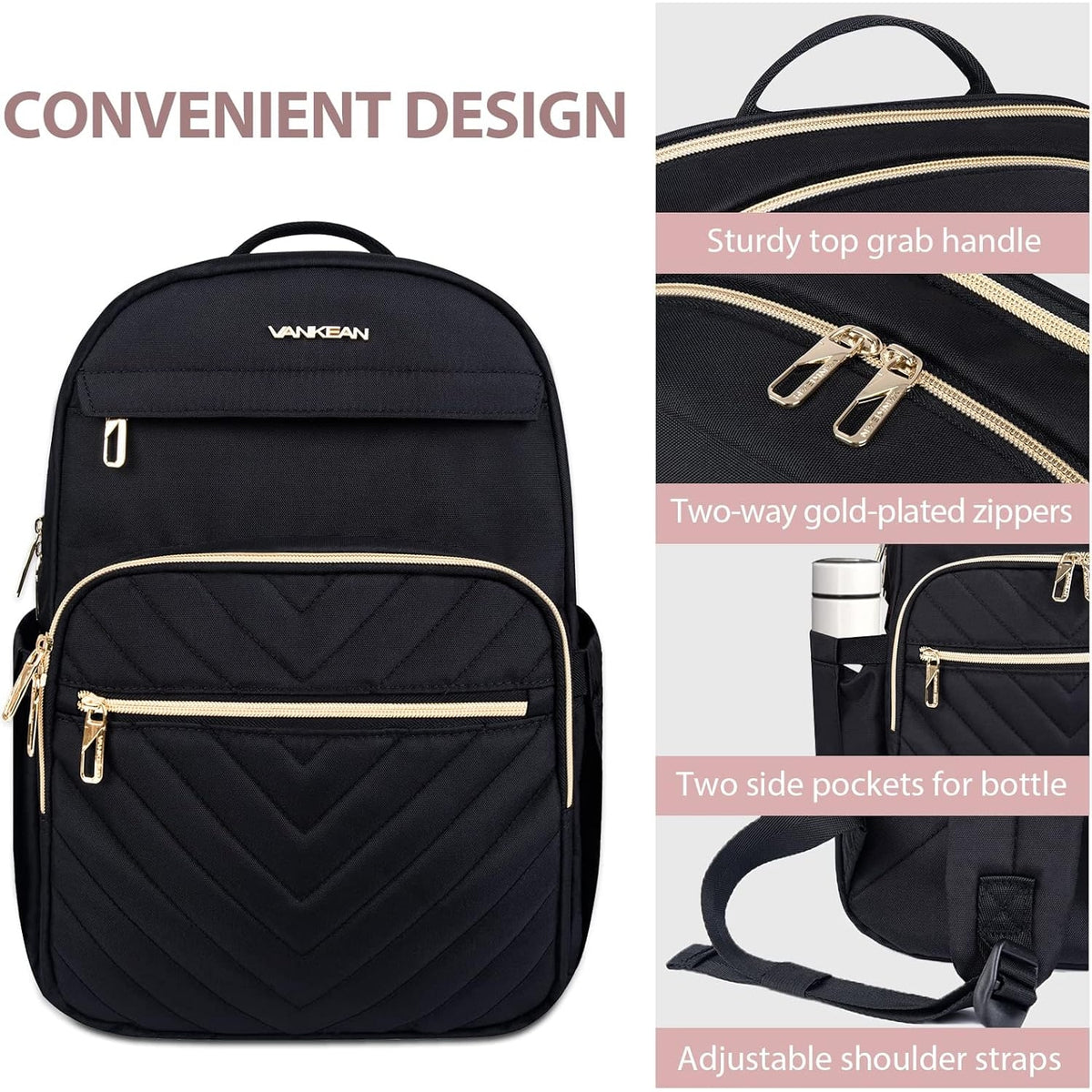 Commuter Backpack with Padded Laptop Compartment USB Charging Port and Luggage Strap - Image 6