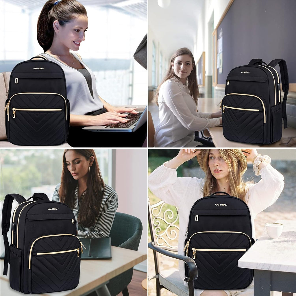 Commuter Backpack with Padded Laptop Compartment USB Charging Port and Luggage Strap - Image 7