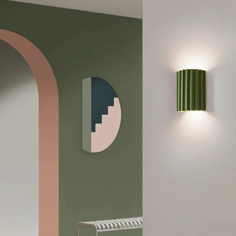 Contemporary Wall Sconce Light with Ribbed Ceramic Design and Up-Down Glow - Image 2