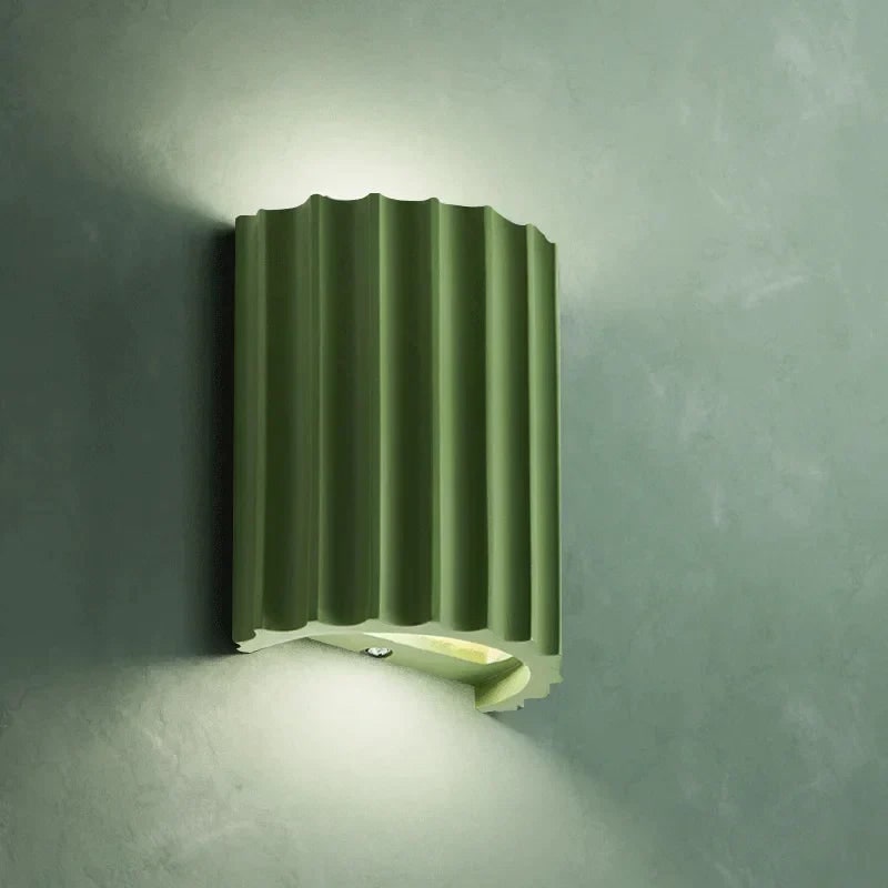 Contemporary Wall Sconce Light with Ribbed Ceramic Design and Up-Down Glow - Image 3
