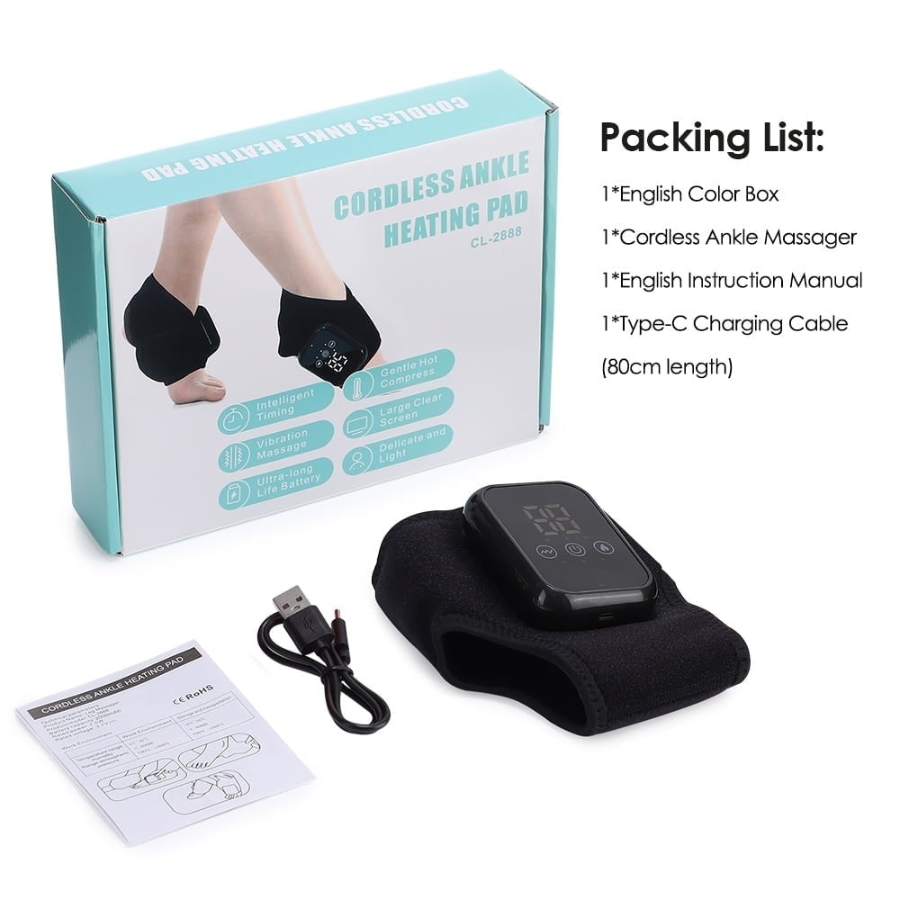 Cordless Ankle Wrap with Heat and Vibration Massage Rechargeable Digital Display - Image 11