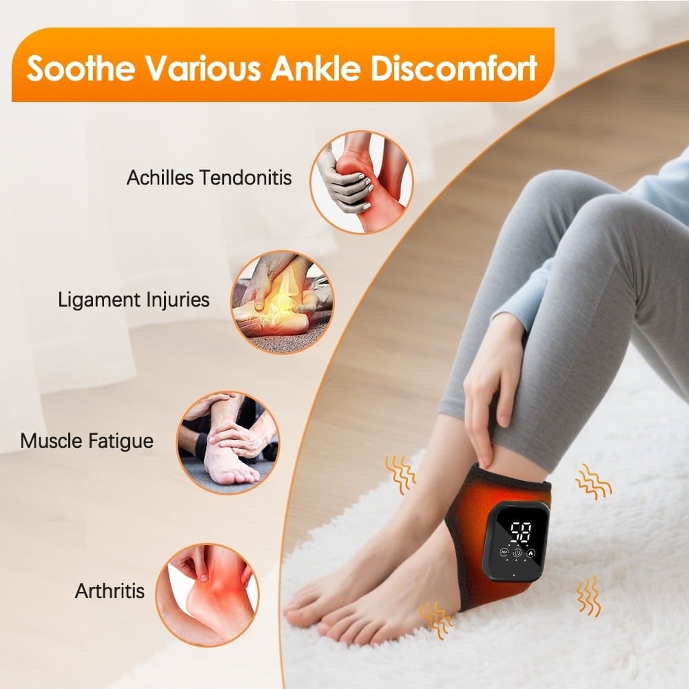 Cordless Ankle Wrap with Heat and Vibration Massage Rechargeable Digital Display - Image 3