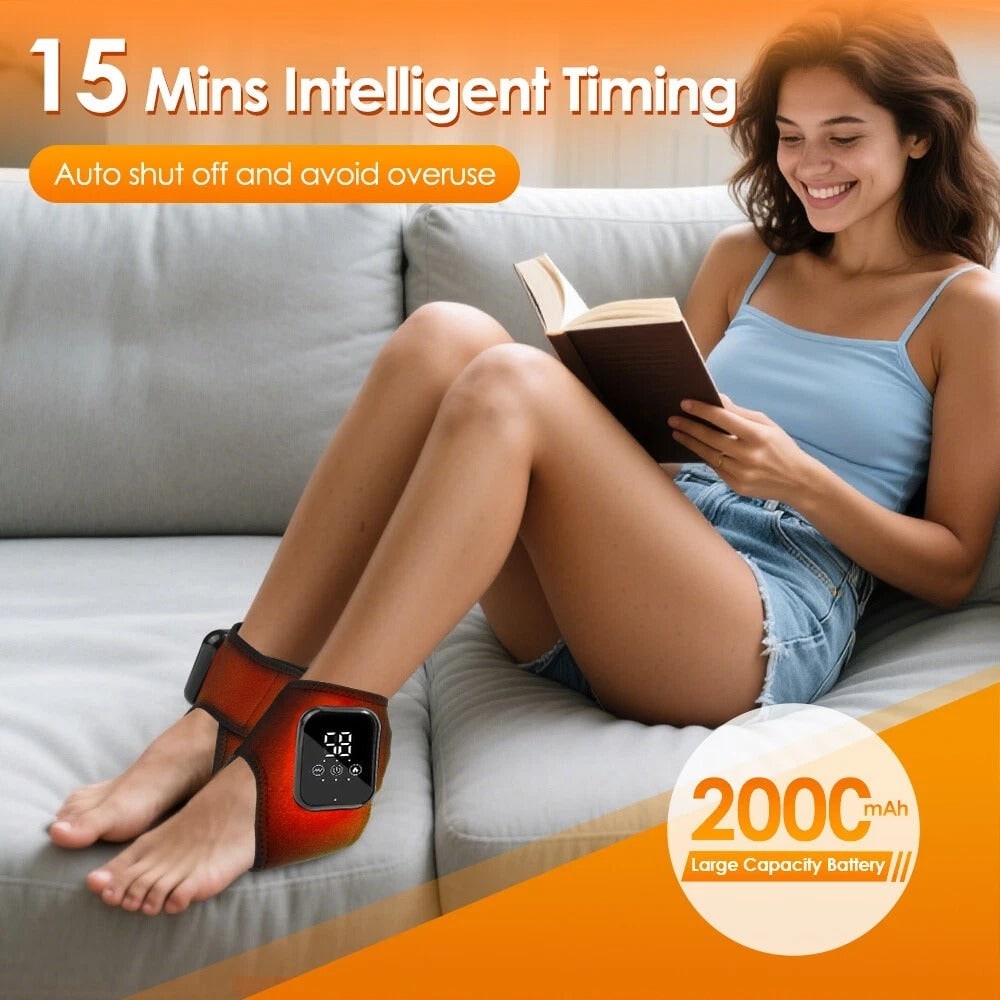 Cordless Ankle Wrap with Heat and Vibration Massage Rechargeable Digital Display - Image 5