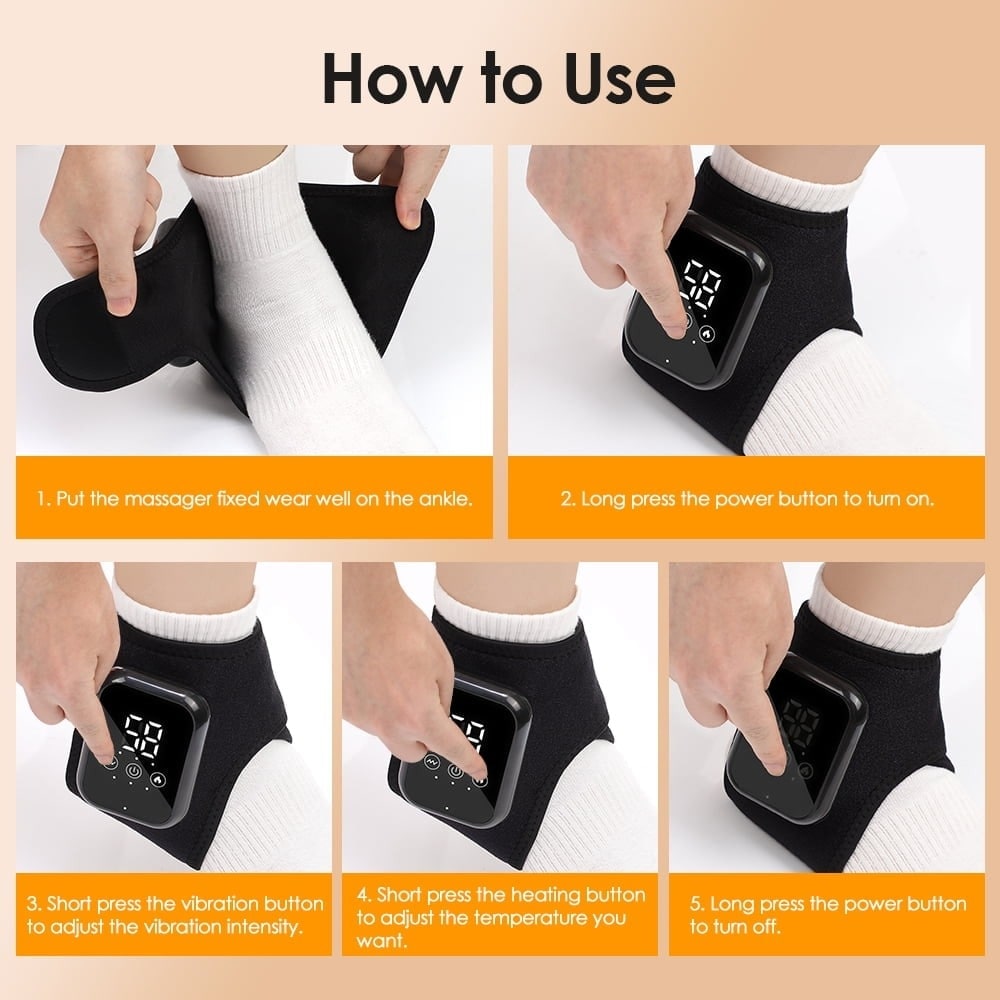 Cordless Ankle Wrap with Heat and Vibration Massage Rechargeable Digital Display - Image 7