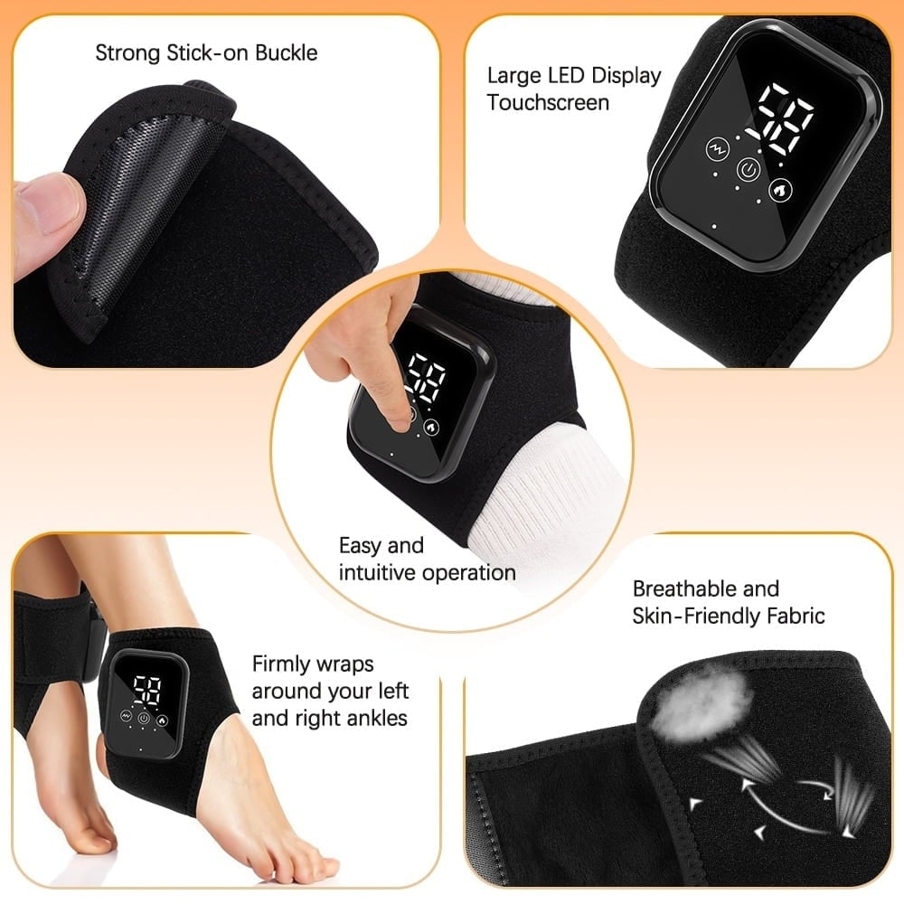 Cordless Ankle Wrap with Heat and Vibration Massage Rechargeable Digital Display - Image 8