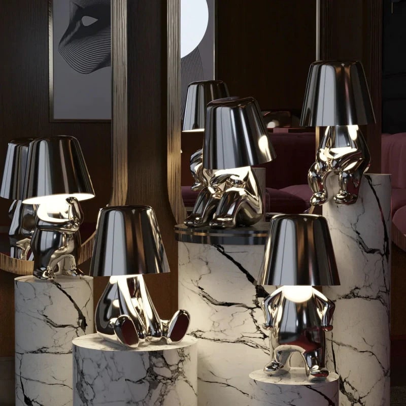 Cordless Rechargeable Table Lamp with Touch Dimming and Metallic Finish - Image 3