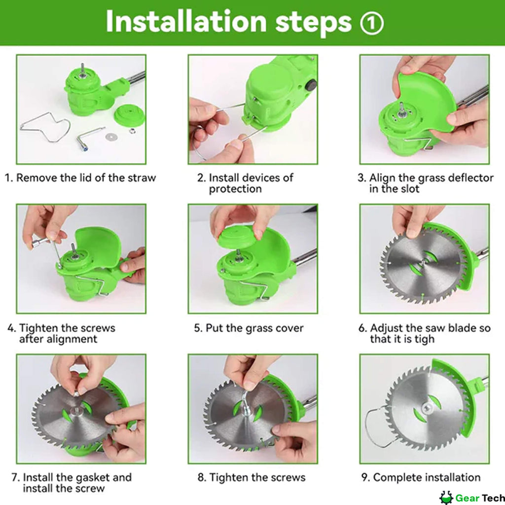 Cordless String Trimmer with Adjustable Head Wheels and Battery Powered Grass Cutting Kit - Image 10