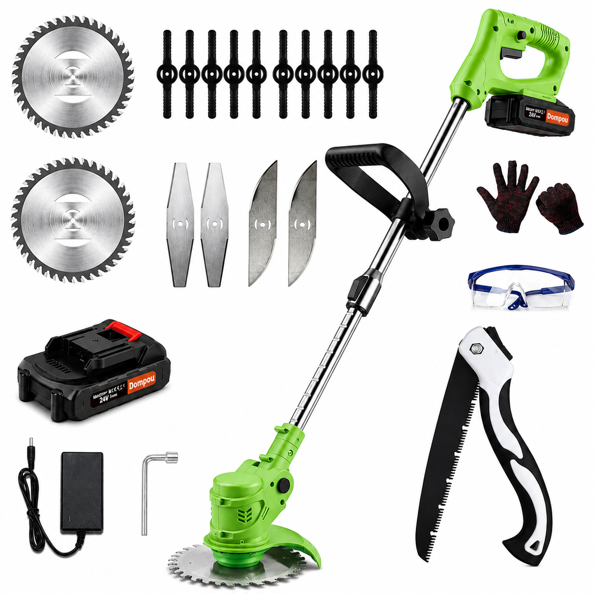 Cordless String Trimmer with Adjustable Head Wheels and Battery Powered Grass Cutting Kit - Image 2