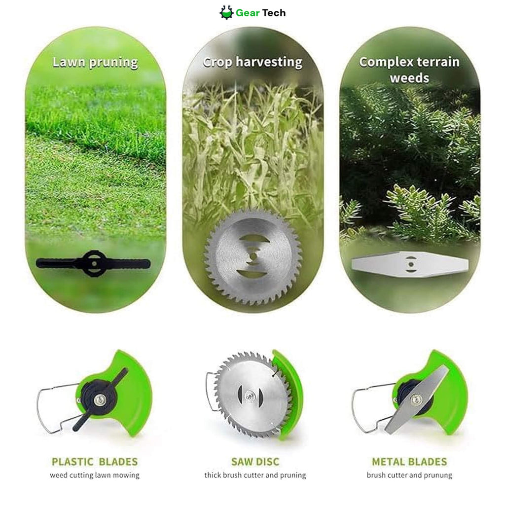Cordless String Trimmer with Adjustable Head Wheels and Battery Powered Grass Cutting Kit - Image 6